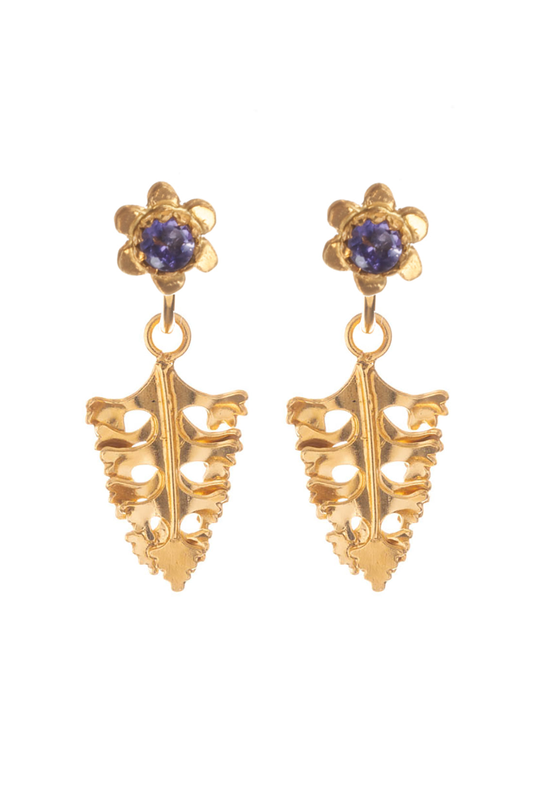 Mini Arts And Crafts Leaf And Forget Me Not Earrings