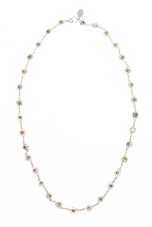 Daisy Chain Necklace In Sterling Silver With 9ct Gold And Apatite