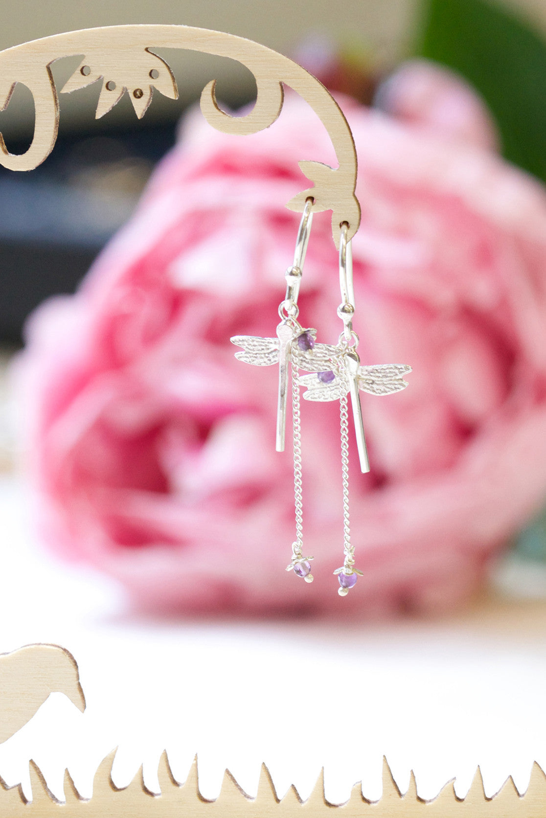 Dragonfly and Little Flower Earrings