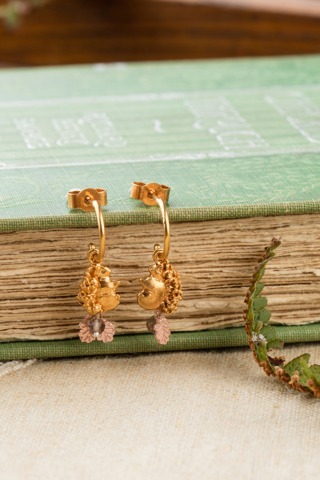 Squirrel And Oak Leaf Earrings