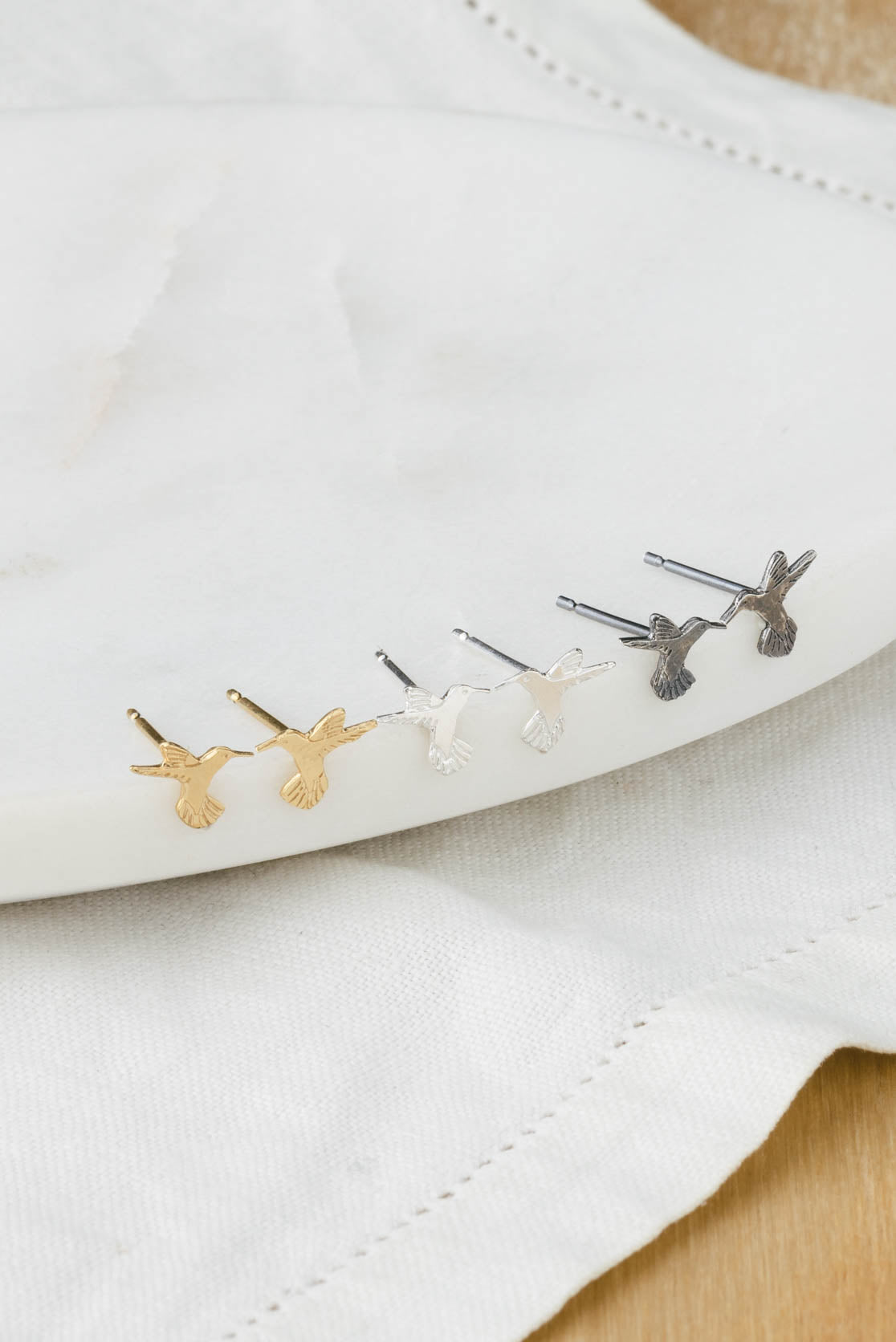 Set of 3 - Mini Hummingbird Stud Earrings
