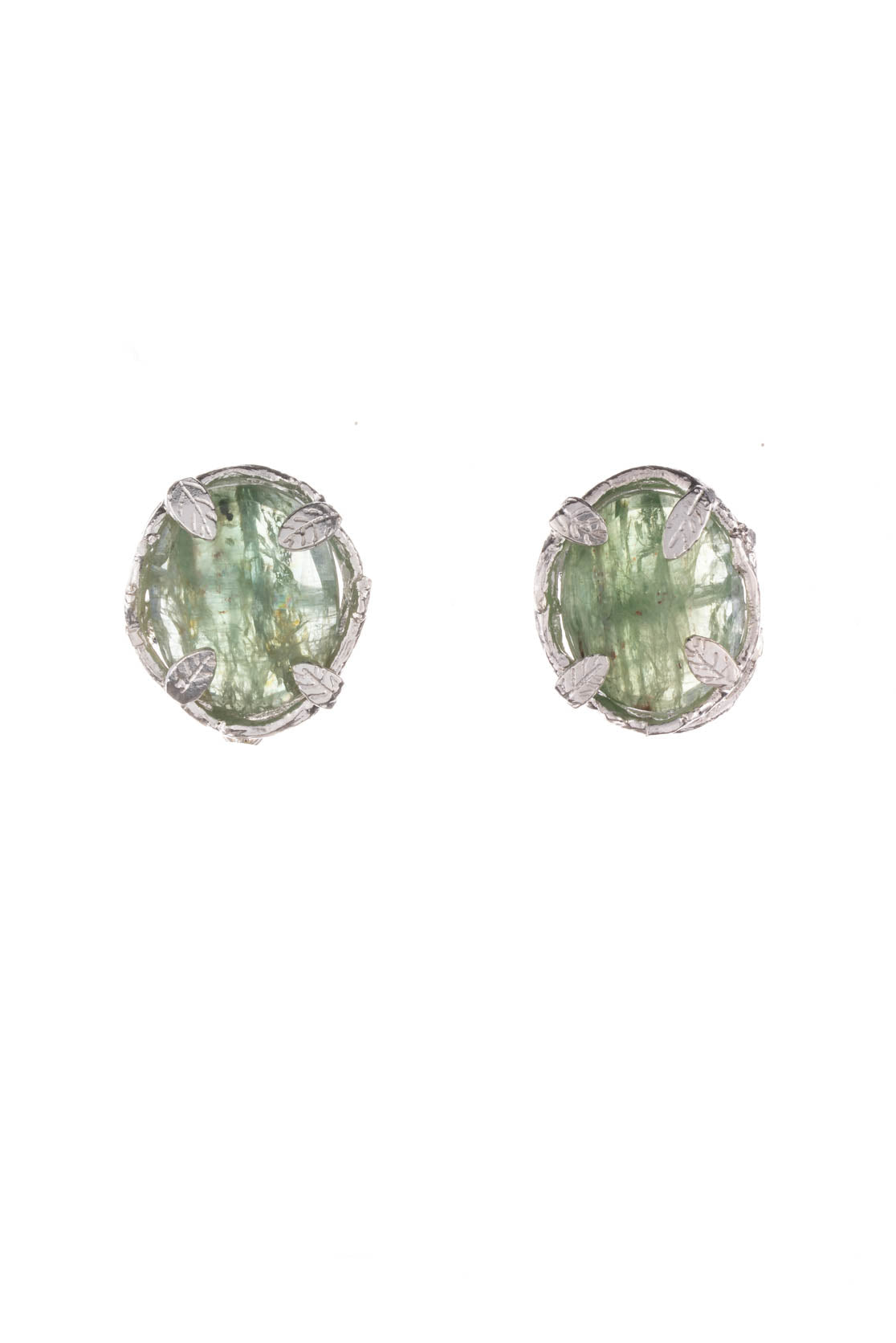 Botanical Nest Stud Earrings With Labradorite, Ruby Or Kyanite Gemstone