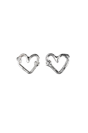Mini Heart Twig Stud Earrings