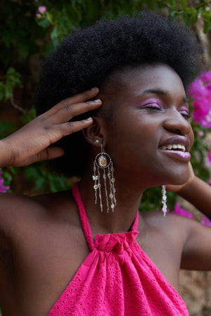 Daisy Dream Catcher Earrings In Sterling Silver With 9ct Gold centres