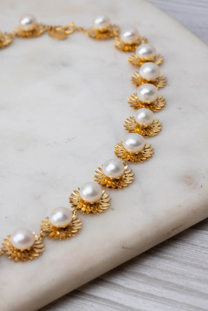 Sunflower Pearl Statement Necklace