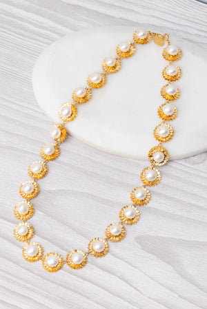 Sunflower Pearl Statement Necklace