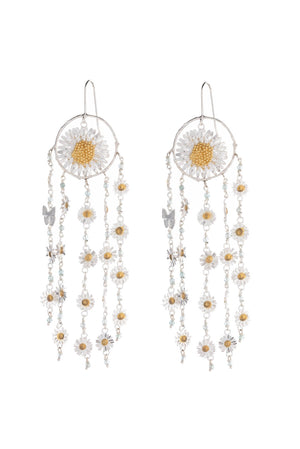 Daisy Dream Catcher Earrings In Sterling Silver With 9ct Gold centres