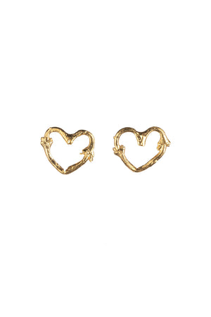 Mini Heart Twig Stud Earrings