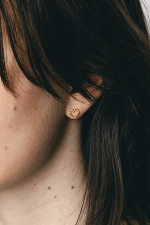 Mini Heart Twig Stud Earrings
