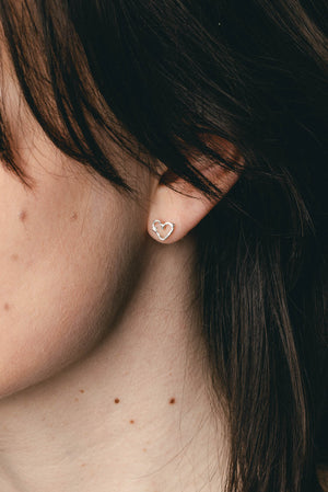 Mini Heart Twig Stud Earrings