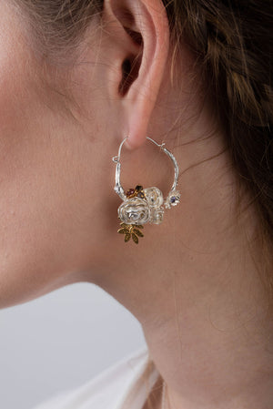 Peony Twig Hoop Earrings