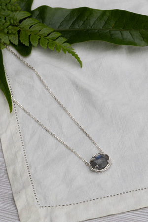 Botanical Nest Necklace with labradorite, ruby or kyanite gemstone