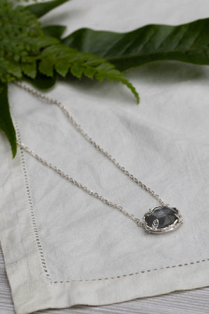 Botanical Nest Necklace with labradorite, ruby or kyanite gemstone