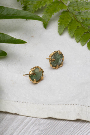 Botanical Nest Stud Earrings With Labradorite, Ruby Or Kyanite Gemstone