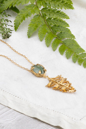 Botanical Nest Necklace With Arts And Crafts Leaf Drop