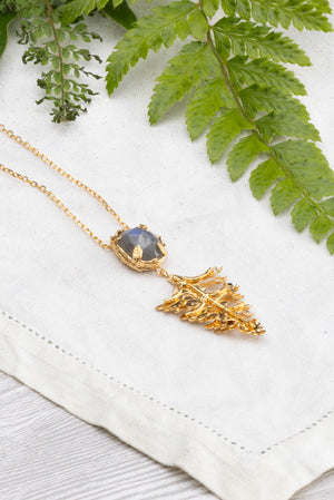 Botanical Nest Necklace With Arts And Crafts Leaf Drop