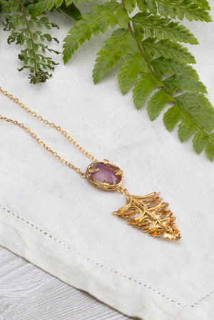 Botanical Nest Necklace With Arts And Crafts Leaf Drop