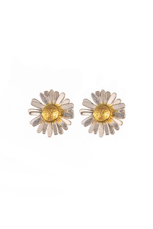 Daisy Stud Earrings in Silver with Gold Plated Detail