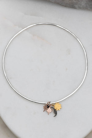 Sun Moon And Star Cluster Bangle