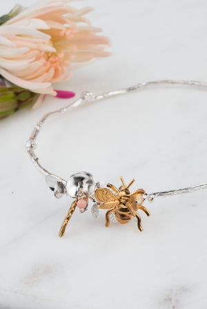 Sweet Pea And Bee Bangle