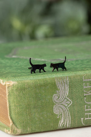 Tiny Walking Cat Stud Earrings