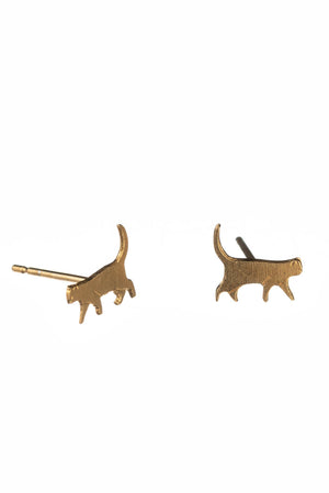 Tiny Walking Cat Stud Earrings