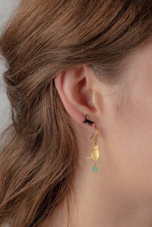 Tiny Walking Cat Stud Earrings