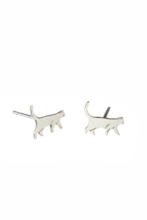 Tiny Walking Cat Stud Earrings