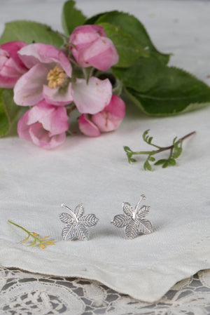 sycamore leaf earrings in 22ct gold plate and silver