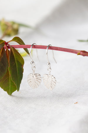 Monstera leaf hook earrings