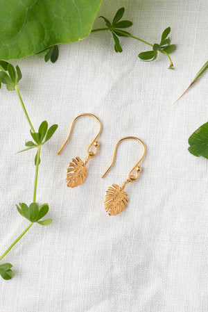 Monstera leaf hook earrings