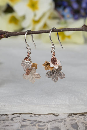 cluster leaf earrings