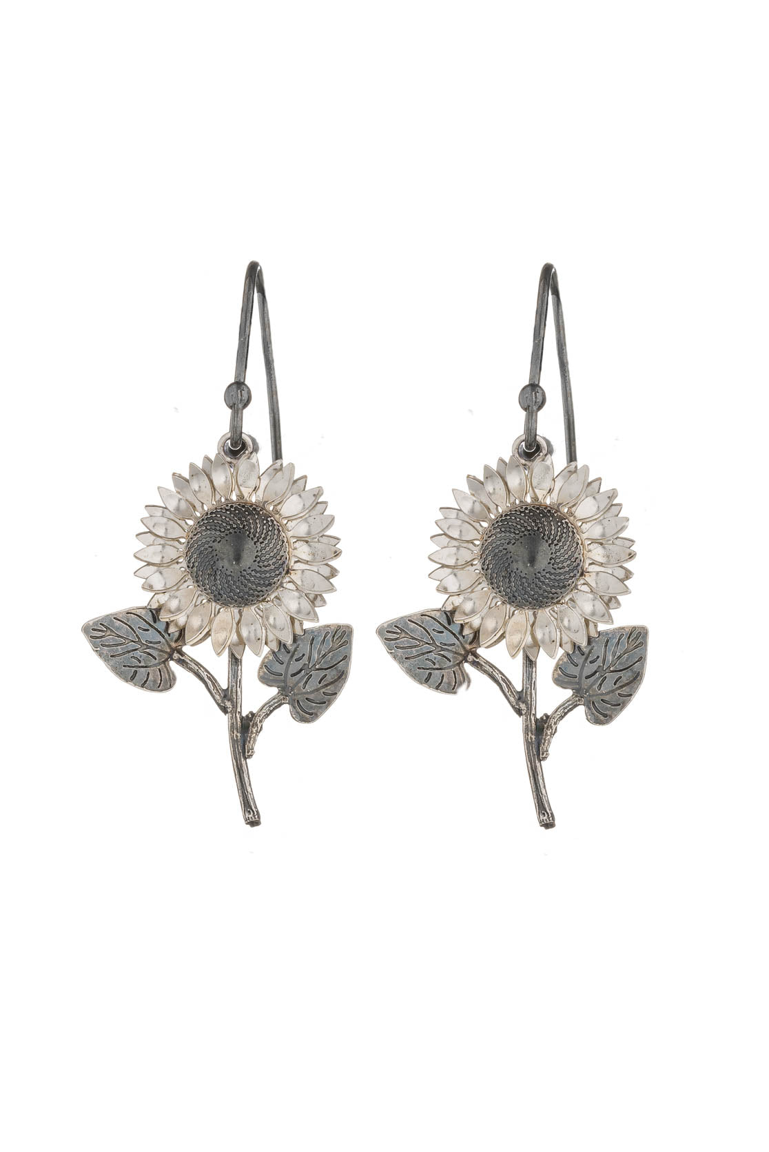 Sunflower With Stalk Drop Earrings