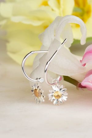 Daisy Earrings in Silver with Gold Plated Detail on Hoops