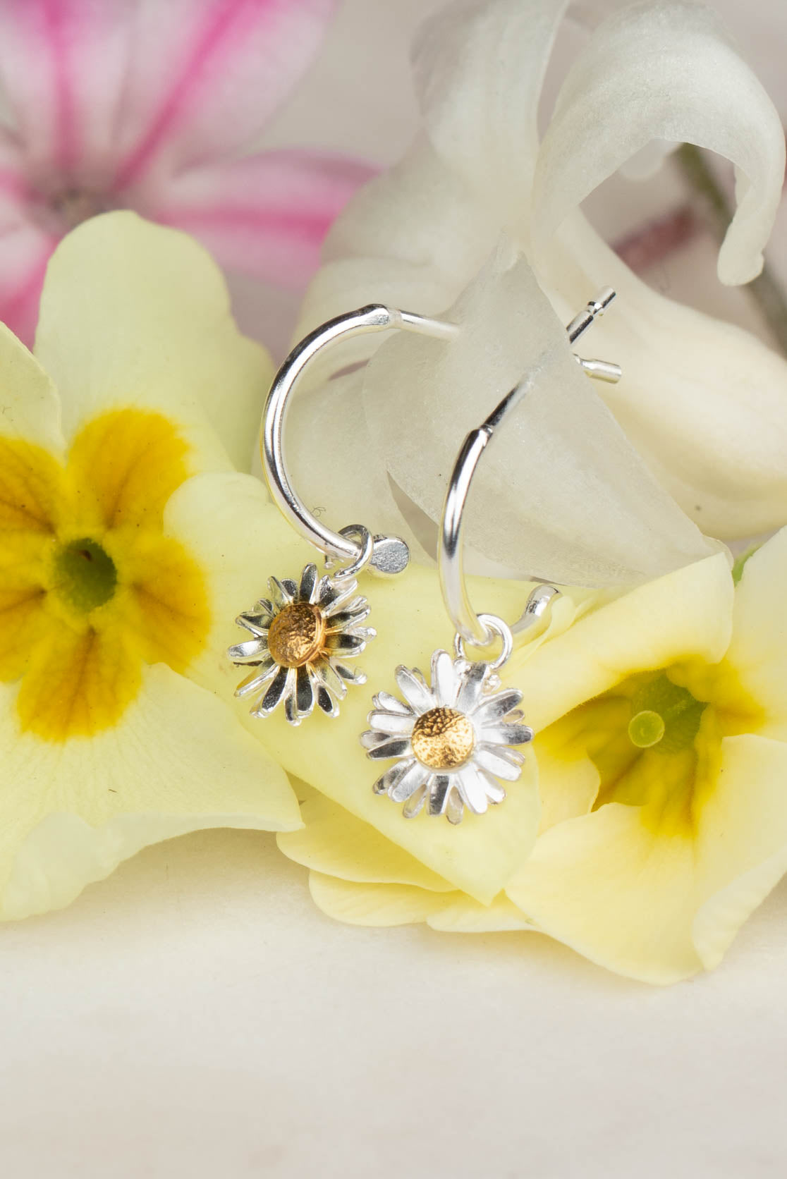 Daisy Earrings in Silver with Gold Plated Detail on Hoops