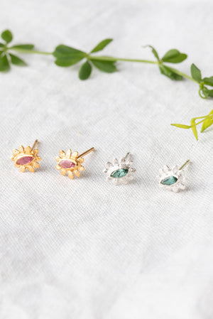 Marquise flower stud earrings