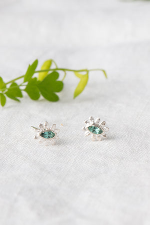 Marquise flower stud earrings