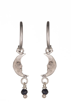 Moon Hoop Earrings With Bead