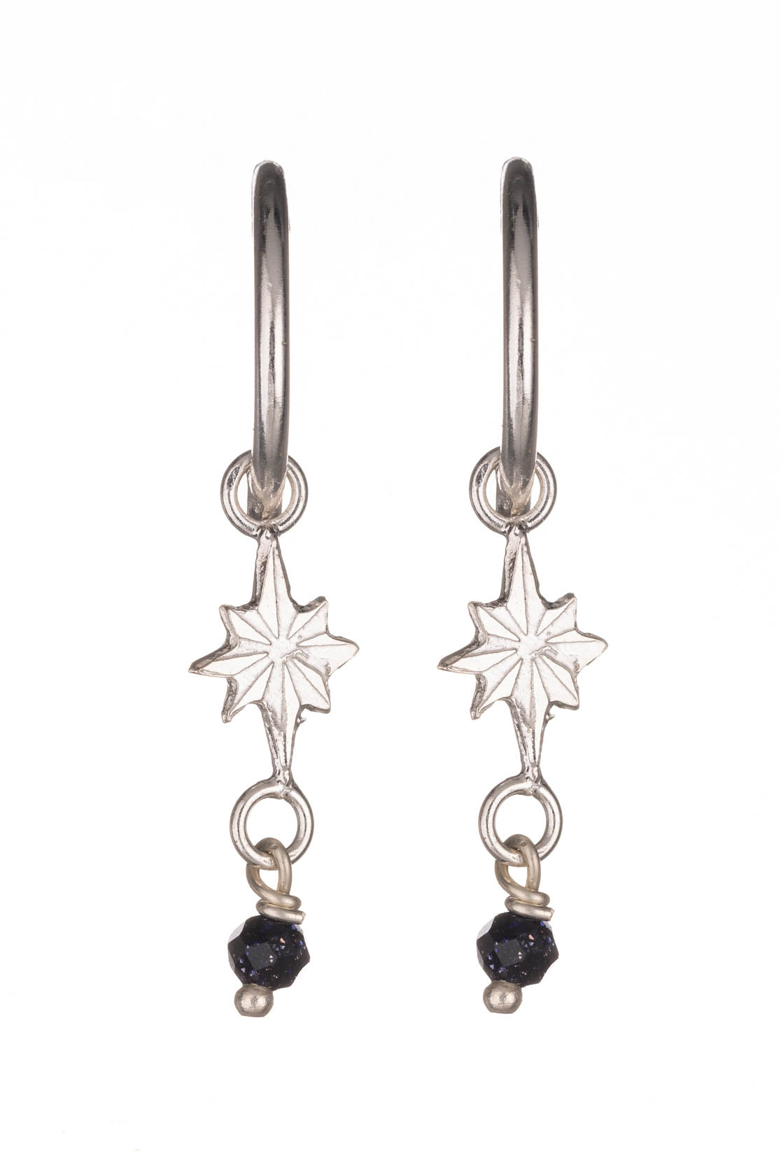 Star Hoop Earrings With Bead