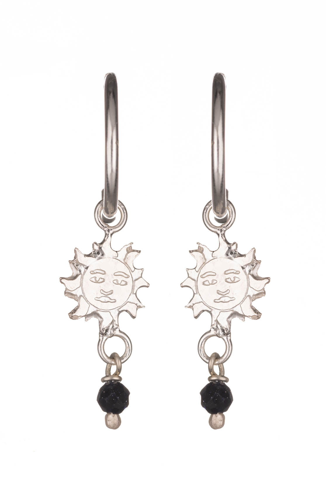 Sun Hoop Earrings With Bead