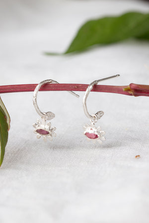 Marquise flower hoop earrings