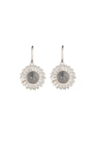 Sunflower Pearls On Hoop Earrings