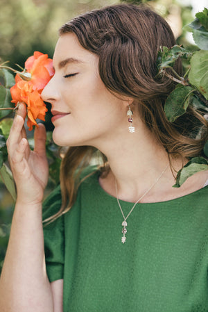 Botanical Drop Earrings with mother of pearl