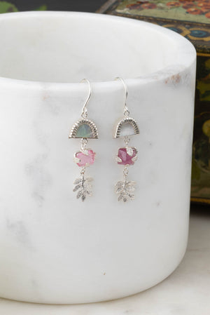 Botanical Drop Earrings with mother of pearl