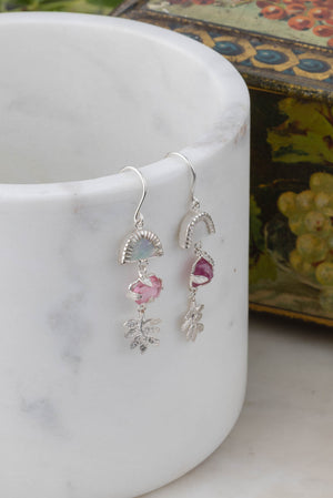 Botanical Drop Earrings with mother of pearl