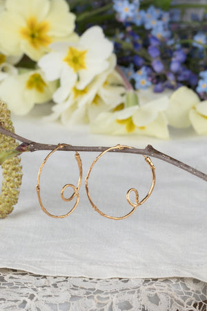 twig hoop earrings in sterling silver and 22ct gold plate