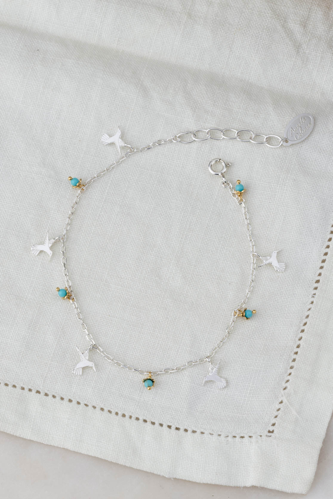 Mini Hummingbird And Flowers Charm Bracelet