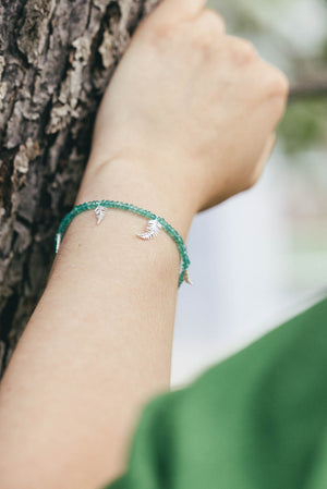 Fern Bracelet With Semi-Precious Beads
