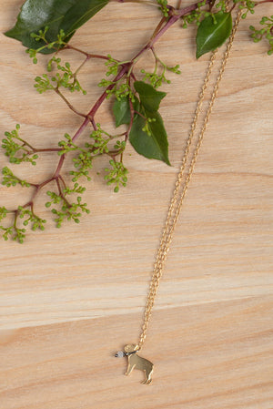 French bulldog on a lead necklace