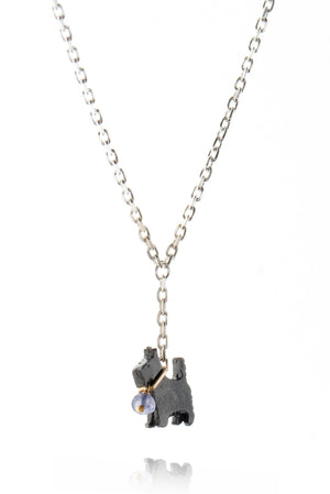 Black Ruthenium With Dark Blue Iolite Bead